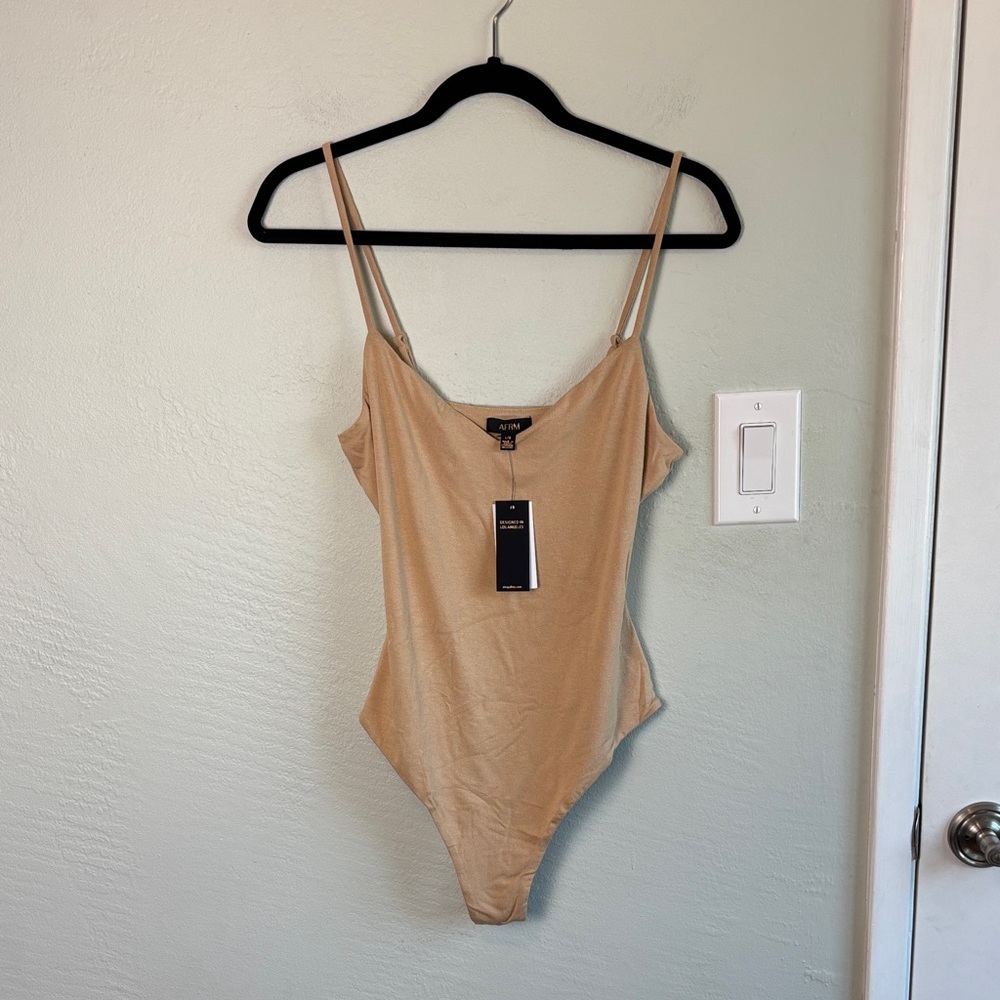 Bundle 2 for $30! NEW AFRM Beige Nude Spaghetti Strap Bodysuit L